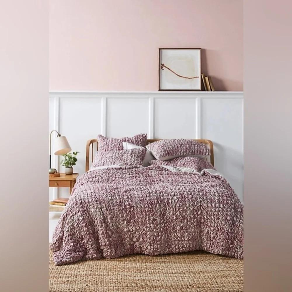 Anthropologie Textured Square Pillow Euro Sham Blythe Violet Tie Dye Boho NWT